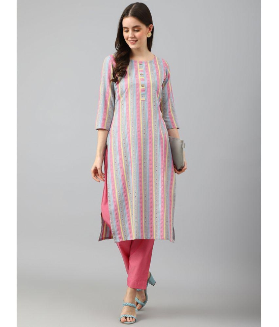 Hritika - Pink Straight Cotton Blend Womens Stitched Salwar Suit ( Pack of 1 ) - None