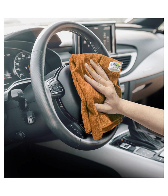 SOFTSPUN Microfiber Cleaning Cloths, 3pcs 40x40cms 340GSM Orange! Highly Absorbent, Lint and Streak Free, Multi -Purpose Wash Cloth for Kitchen, Car, Window, Stainless Steel, silverware.