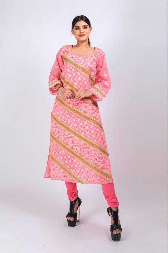 Ladies New Fashion Cotton Hand Chikankari Kurti