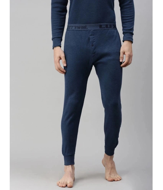 Lux Cottswool - Blue Cotton Blend Mens Thermal Bottoms ( Pack of 1 ) - None