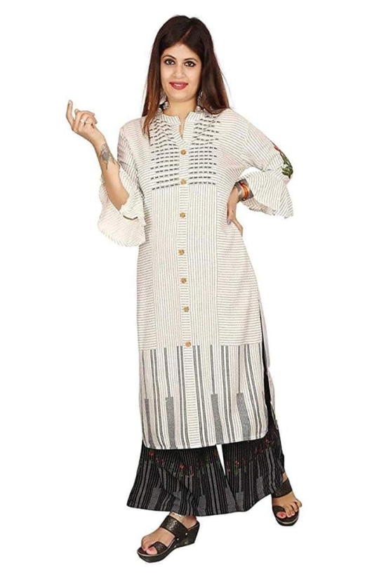 Monika Fashion Womens Rayon Hand Work Casual Wear/Ethnic wear/Kurti Palazzo Set Calf Length Kurti Plazo Set for Women