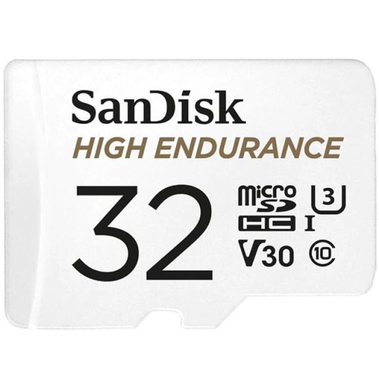 SanDisk 32GB High Endurance Video MicroSDHC Card with Adapter for Dash Cam and Home Monitoring Surveillance Systems - C10, U3, V30, 4K UHD, Micro SD Card - SDSQQNR-032G-GN6IA