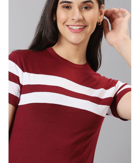 AUSK - Maroon Cotton Blend Regular Fit Women's T-Shirt ( Pack of 1 ) - None