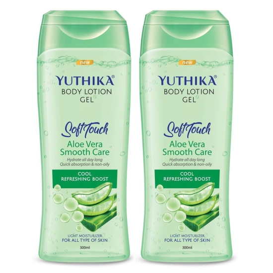 Yuthika Body Lotion Gel Aloe Vera Smooth Care 300ml Pack of 2, Aloe Vera Gel Body Lotion for Summer & Winter