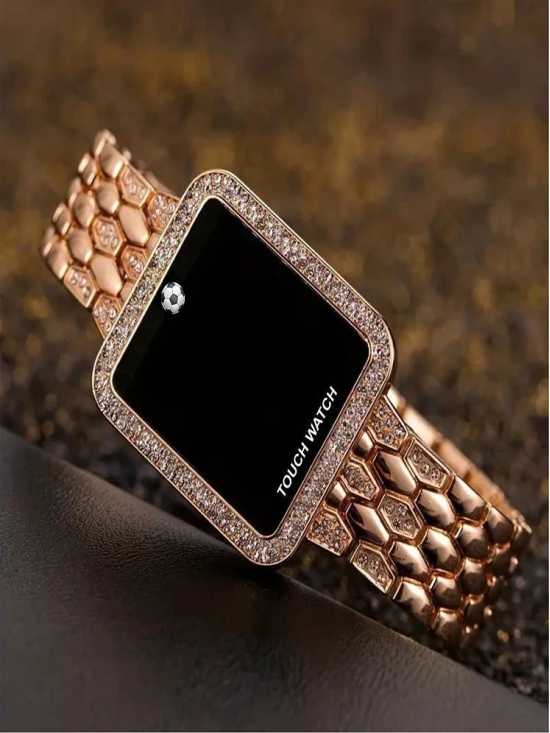 Rhonium Rose Gold Metal Digital Womens Watch