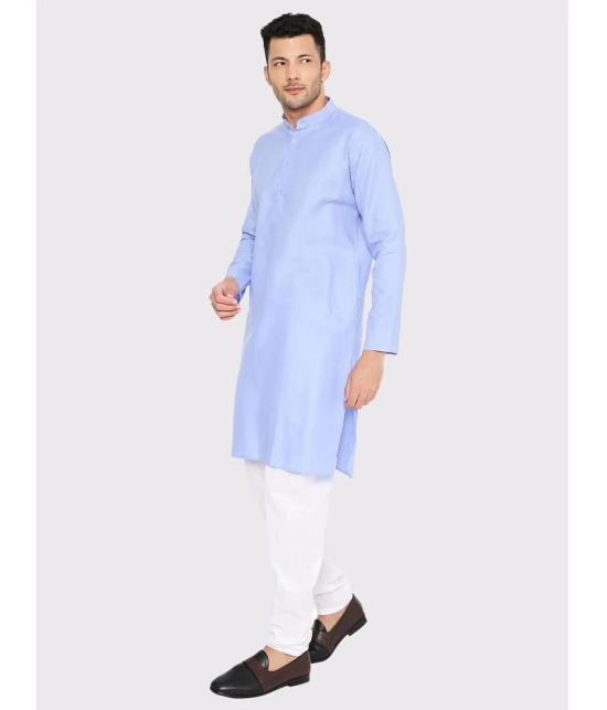 Maharaja - Sky Blue Cotton Blend Mens Regular Kurta ( Pack of 1 ) - None