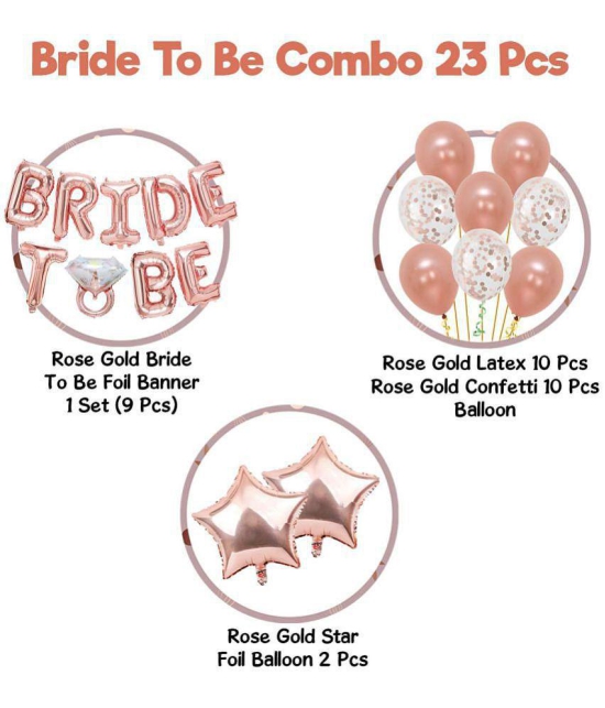 Party propz Bride To Be Combo / Rose Gold Bride To Be Decoration Set 23Pcs With Bride To Be Ring Foil Balloon, Metallic Balloons, Star Foil For Bridal Shower Decorations Items/Bachelorette