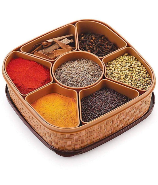 NA - SQUARE MASALA BOX Plastic Assorted Spice Container ( Set of 1 ) - Assorted