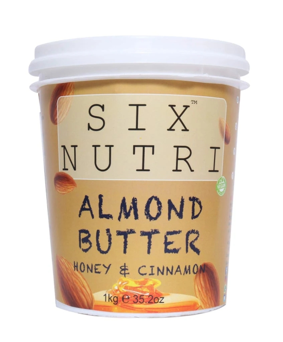 SIXNUTRI All Natural Stone Ground Keto Vegan Diet Almond Butter with Honey and Cinnamon-1KG