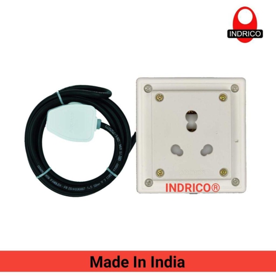 INDRICO? Extension Board with Long Wire for Heavy Appliances with1 Socket 15/16 Ampere Wire 2.5 mm 3 core Copper (White)