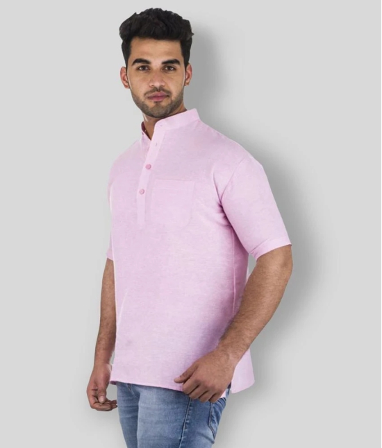 DESHBANDHU DBK - Pink Cotton Mens Regular Kurta ( Pack of 1 ) - None