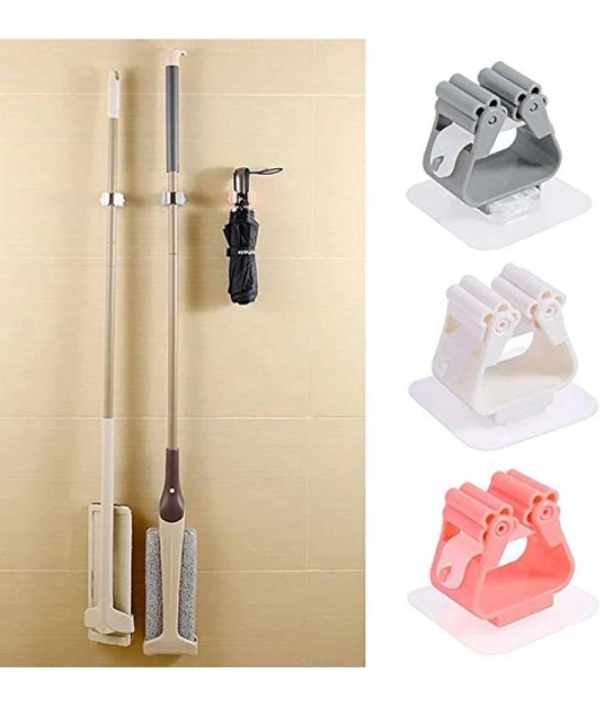 Â Mop and Broom Holder Wall Mounted, Magic Sticker Series Self Adhesive Broom Organizer Multipurpose Tools Storage Hanging Clip for Kitchen, Bathroom, Laundry Room, Home (4 Pack)