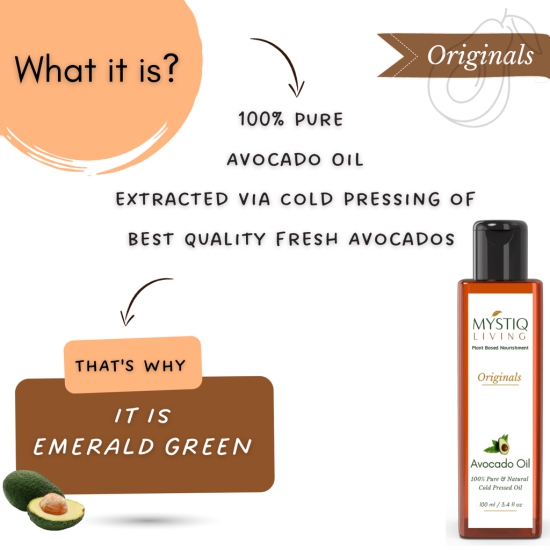 Cold Pressed Avocado Oil for Hair, Skin, Face and Body