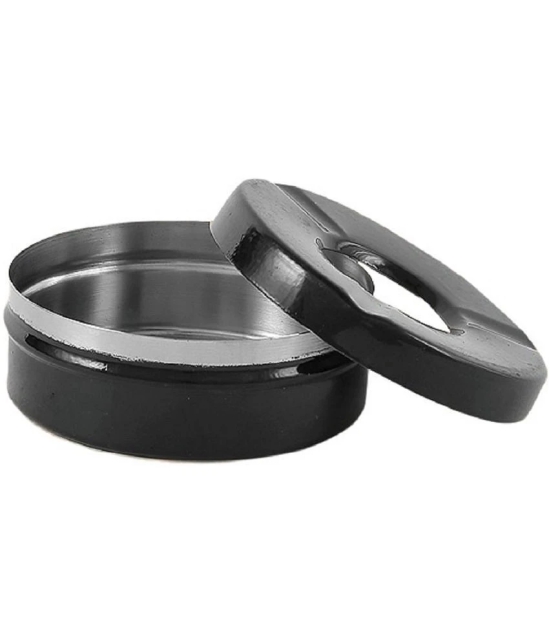 Dynore Stainless Steel Black Matt Lid Ash Tray- Set of 10 - Black