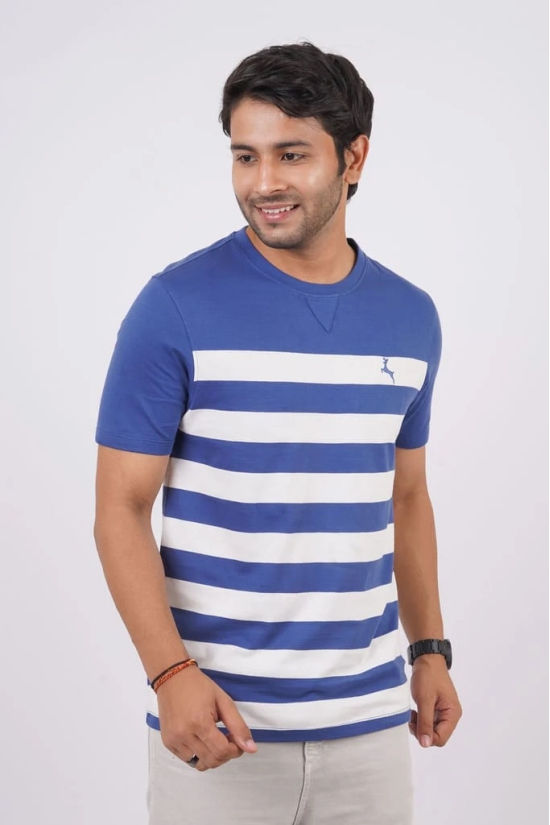 Men's True Navy Striped Crew Neck T-Shirt