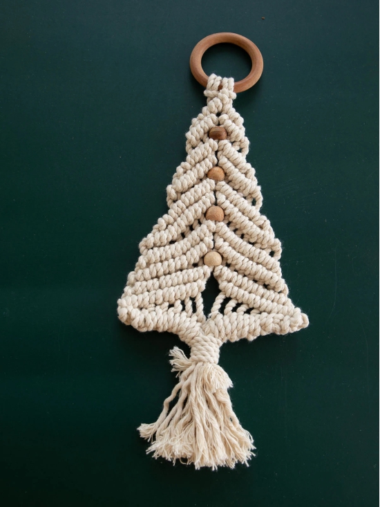 Macrame Christmas Tree - Red and White (Single Piece)-Red