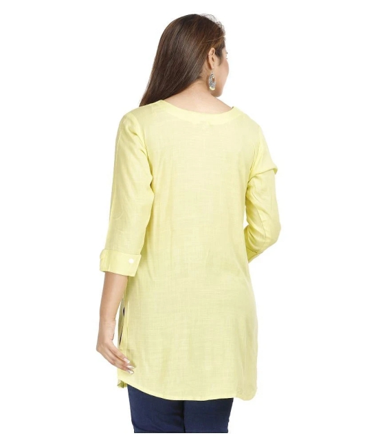 HIGHLIGHT FASHION EXPORT - Yellow Rayon Womens Straight Kurti ( Pack of 1 ) - L