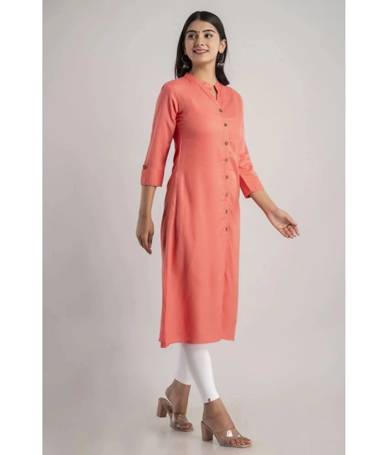 MAUKA - Pink Rayon Womens Straight Kurti ( Pack of 1 ) - XL