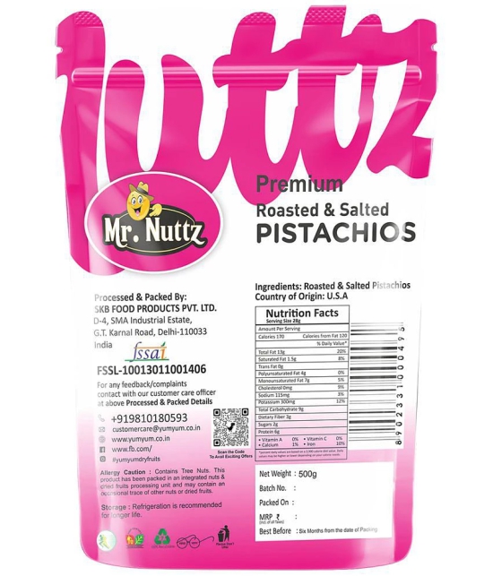 Mr.Nuttz Salted Pistachios Nut 500 g Dry Fruits