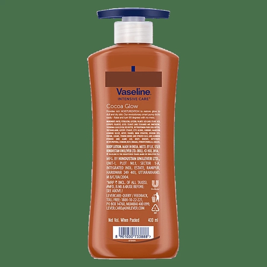 Vaseline Intensive Care Cocoa Glow Body Lotion - With Shea Butter, Non-Greasy Formula, 400 Ml