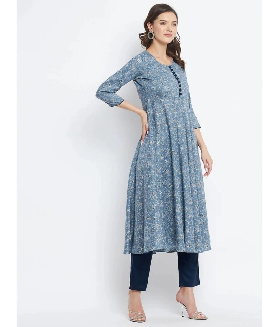 Tissu - Blue Rayon Womens Flared Kurti ( Pack of 1 ) - None