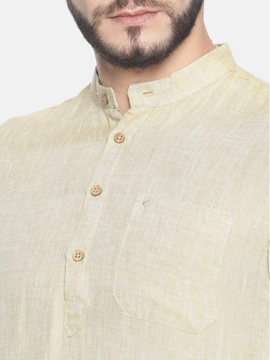 Men Fawn Hemp Long Kurta