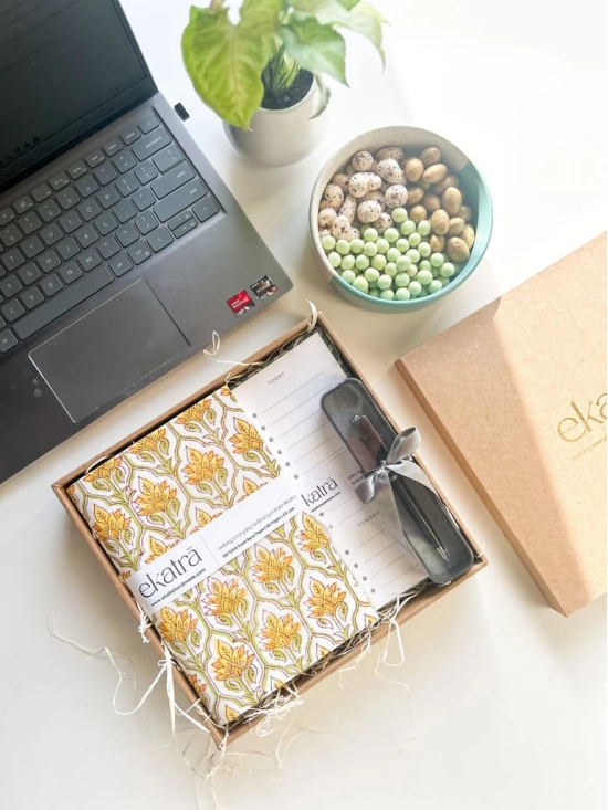 Sustainable Productivity Gift hamper by Ekatra - Yellow Floral