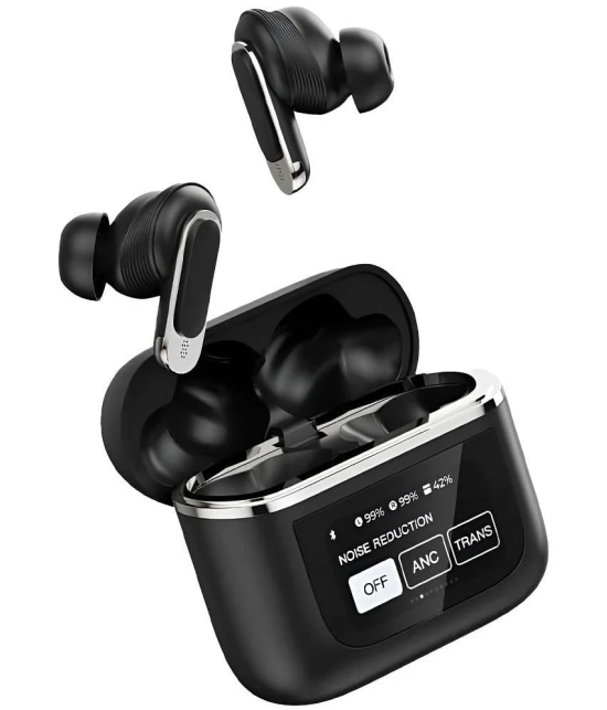 VEhop V8 TouchScreen TWS Type C True Wireless (TWS) In Ear 32 Hours Playback Active Noise cancellation IPX4(Splash & Sweat Proof) Black