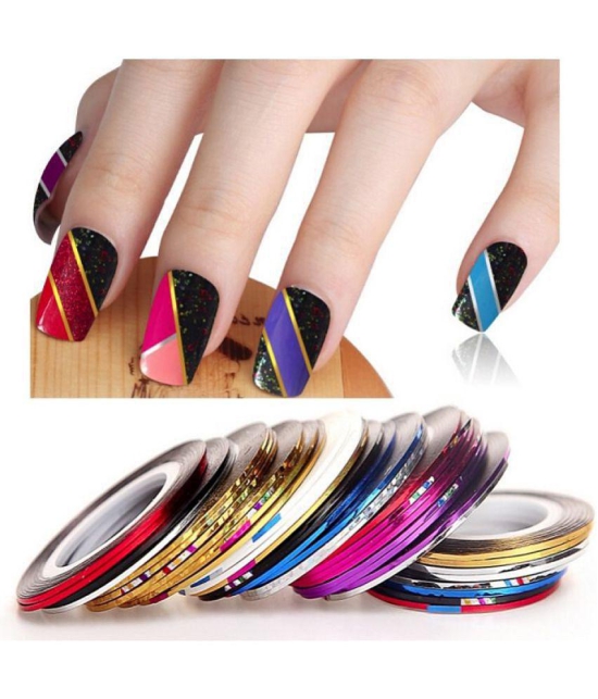 Looks United 30 X Random Color Nail Art Striping Rolls Tape Nail Sticker Nail Tip Decoration (Pack Of 30)