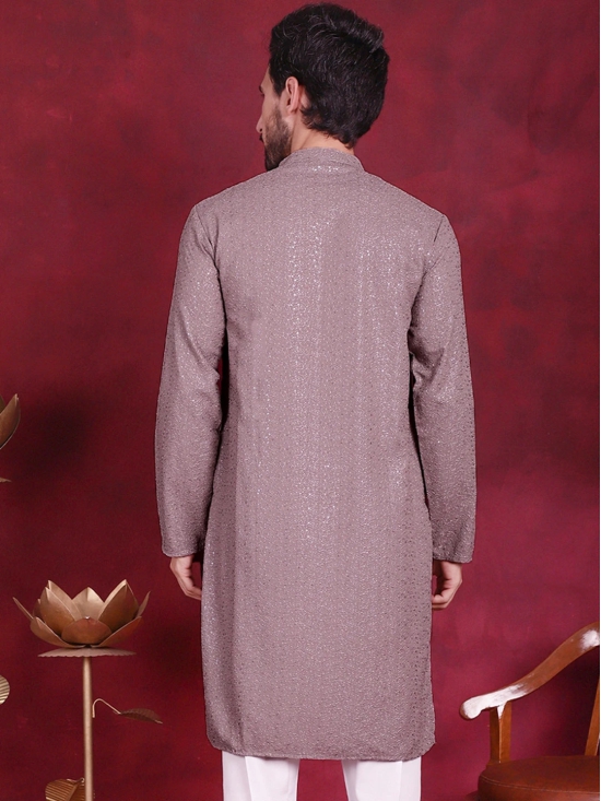 Sequins Chikankari Kurtas-XL / Grey