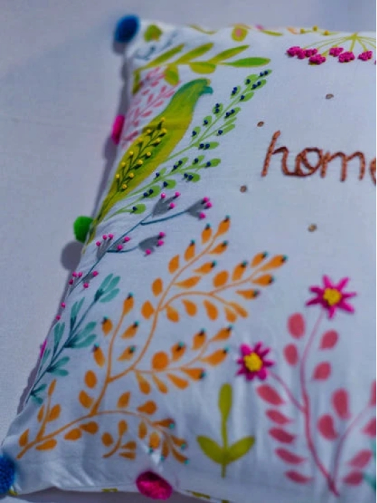 Hand Painted Garden Cushion Cover