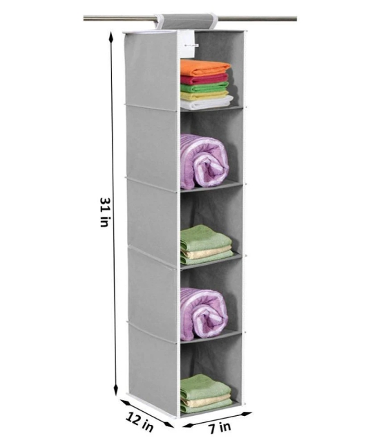 PrettyKrafts 5 Tiers Clothes Hanging Organizer, Wardrobe for Regular Garments, Shoes Storage Cupboard, Hanger Bag