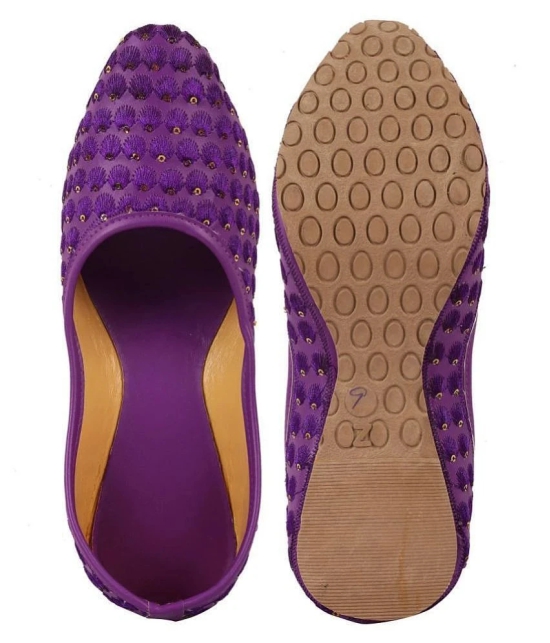 Raj Purple Ethnic Footwear - None