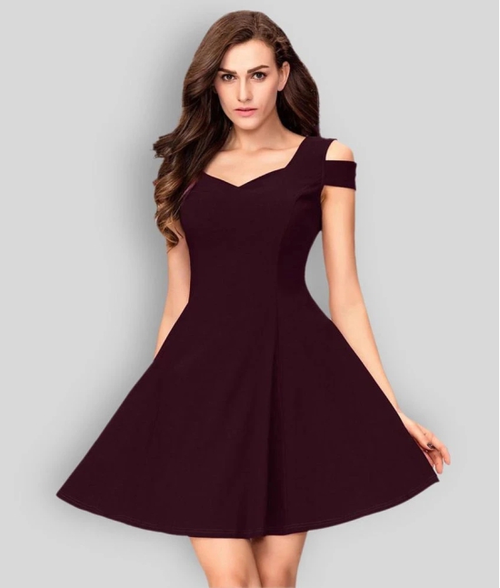 Addyvero - Maroon Cotton Lycra Womens Skater Dress ( Pack of 1 ) - None