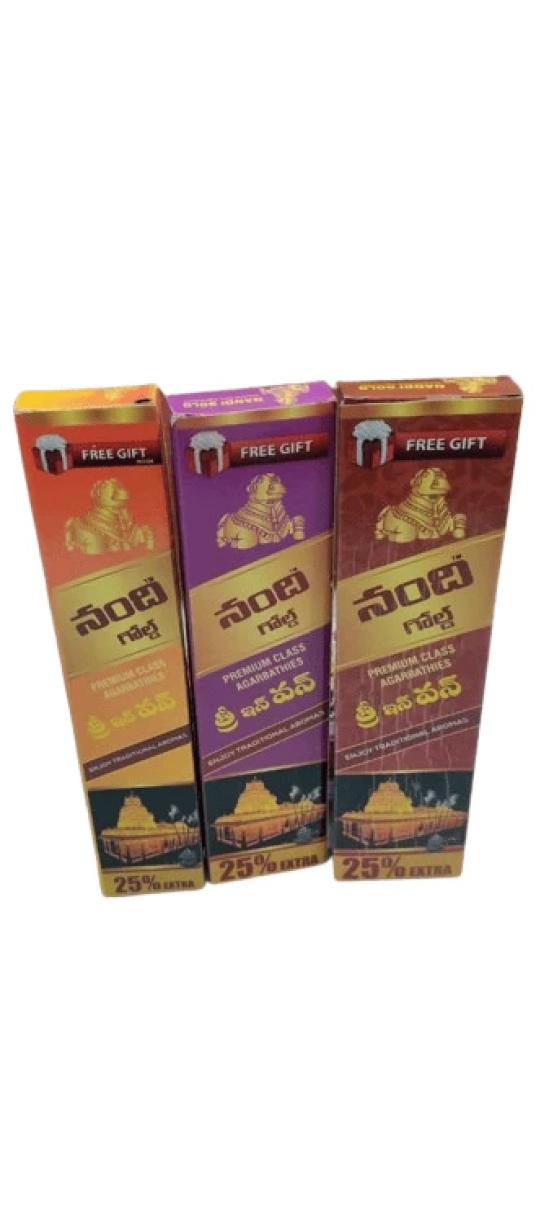 Nandi Gold Premium Class Agarbathies Three in One Set |Pack Of 3| 9 Different Flavours In Pack