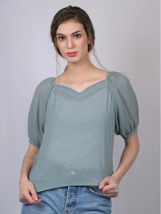 Light Greenish Blue Solid Regular Top (OTL-TPS1023)-Green / S