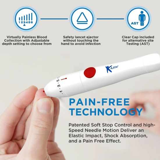 K-Life Pain-free Adjustable Lancing Device (White)