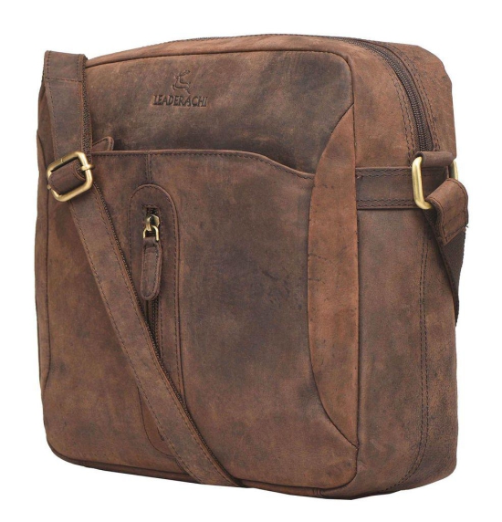 Leaderachi Vintage Hunter Leather Crossbody Messenger Bag For Mens.