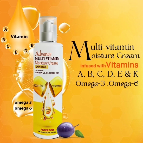 Advance Multi-Vitamin Moisture Cream Skin Food Enriched with- Vitamin A, B, C, D, E, K, OMEGA 3 & 6.