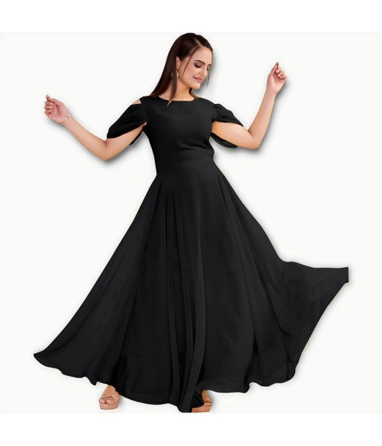 JASH CREATION - Black Georgette Womens Gown ( Pack of 1 ) - None