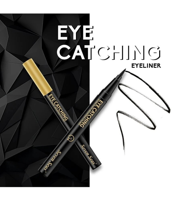 Seven Seas Intense Black Waterproof | Anti-Smudge | Jet Black | Eye Catching Sketch Eyeliner (BLACK)