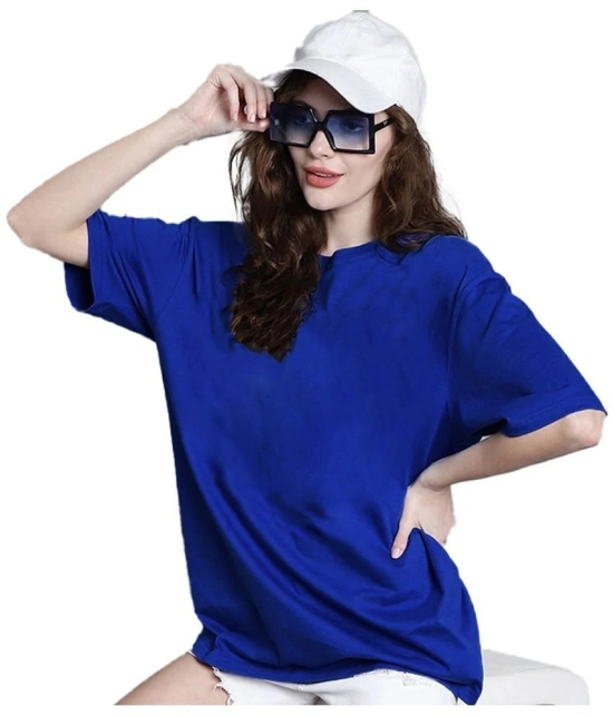 Leotude Blue Cotton Blend Oversized Womens T-Shirt ( Pack of 1 ) - None