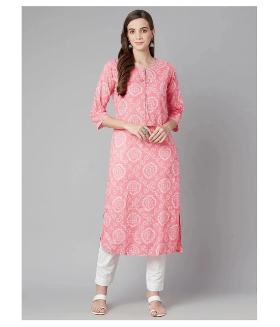 Divena - Pink Cotton Womens Straight Kurti - XXL