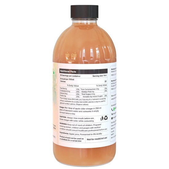 Farm Naturelle Glass Bottle Organic Apple Cider Vinegar with Mother-500 ml Along with Raw Acacia Forest Honey 250 g