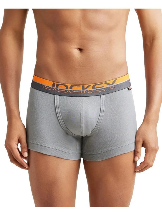 Jockey FP03 Men Super Combed Cotton Rib Solid Trunk with Ultrasoft Waistband - Monument - None