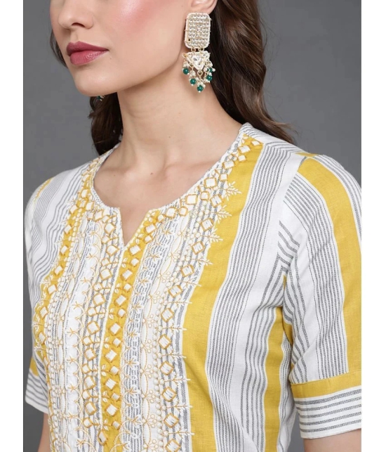 Antaran Cotton Striped Straight Womens Kurti - White ( Pack of 1 ) - None