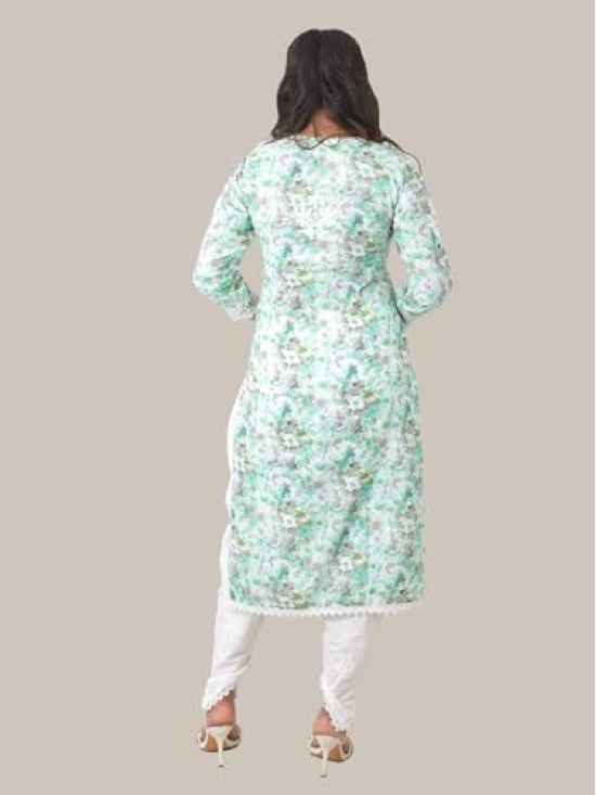 Pravia Lucknowi Chikankari Premium Very Fine Hand Embroidered MUL MUL Cotton Long Kurti with Quersia Lace, Peach Colour