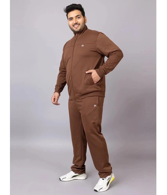 YHA Dirty Brown Fleece Regular Fit Mens Tracksuit ( Pack of 1 ) - None