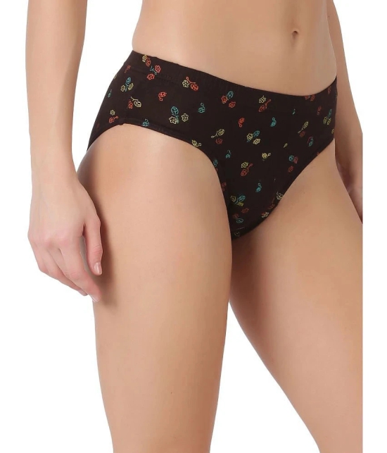 Dollar Multi Color Combed Cotton Printed Womens Briefs ( Pack of 5 ) - None