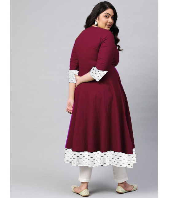 Estela - Wine Cotton Women's Anarkali Kurti ( Pack of 1 ) - None